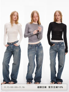 Cloud Wild Womens Long Sleeve round Neck Base Shirt T-Shirt Wool Blend Autumn Wear Transparent Design Daily Style