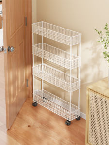 Ultra-Thin Door Back Storage Rack Bathroom Gap Small Cart Wall Side Narrow Shelf Metal Material Iron Layered Structure Adjustable