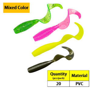 20pcs 0.6g Mini Soft Baits With Curled tail Rockfish Worm Lure 1.4-2.9g Swimbaits Wobber Silicone Artificial bait Winter fishing