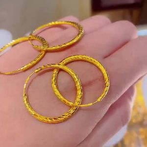 ️COD️18k Saudi Gold Pawnable/Nasasanla 10mm Daicut Loop Earrings Light weight hypoallergenic non tarnish