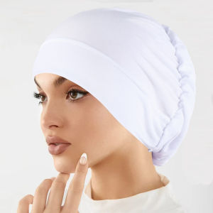 Muslim Fashion Women Hijabs Soft Stretch Solid Color Turban Hat Cancer Chemo Beanies Caps Headwear Headwrap Hair Accessories