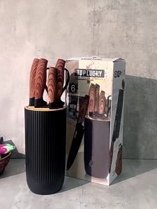 🔥Nordic 6 pcs Kitchen Knife Set Scissors and Knife Holder 🔥 Diamond Blade