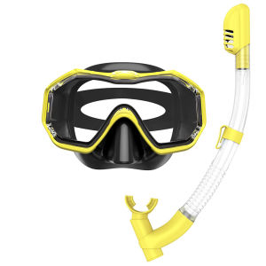 3 Windows Snorkel Mask Set Scuba Diving Swimming Goggles Panoramic Wide View HD Dry Top Anti-Leak Anti-Fog For Adults and Kids