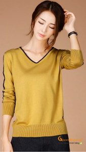 Áo kiểu nữ cổ tim áo len nữ dài tay GLA241 Cuocsongvang