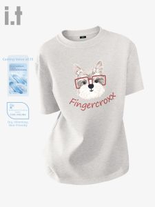 FINGERCROXX | Gray Regular-Shoulder Short Sleeve T-shirt Women