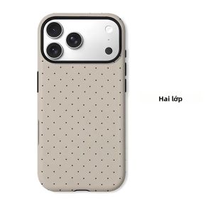 Ốp Điện Thoại Màu Nâu Be Chấm Bi Cho iPhone 11/12/13/14/15/16/17/18 Air/Pro/Max/Plus Hai Lớp Chống Sốc Chống Xước Chất Liệu Mềm