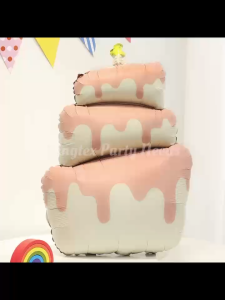 3 layer cake matte foil balloon retro macaron ins style cake with candle foil birthday anniversary party decoration