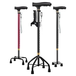 Large Four-legged Senior Cane with Light Lightweight Non-slip Retractable Walking Stick Handheld Crutch Auxiliary Stepping Device