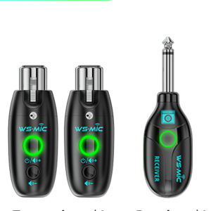 Wireless Microphone System (2 Transmitters + 1 Receiver) – HD Sound for Mobile Karaoke & PC Recording