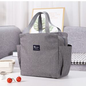 Waterproof Insulated Lunch Tote Bag with Side Pocket Reusable Thermal Cooler Bag for Work School Durable Lunch Box Carrier