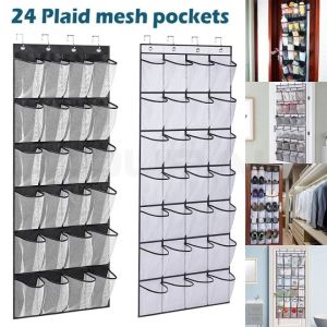24 Large Mesh Pockets Wall Hanging Shoe Organizer Rack Mesh Shoe Box Shoes Organizer Storage Wall Mounted Storage Bag