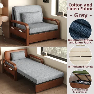 FANKALONG | Space-saving Folding Convertible Pull-out Solid Wood Sofa Bed