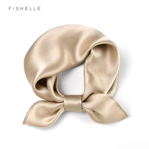 Elegant Champagne Gold Silk Square Scarf Versatile Solid Color Mulberry Silk Scarf Thin Spring Autumn Professional Decoration Small Tie
