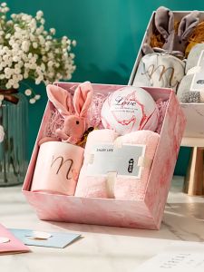 Gift Box Wedding Valentine Birthday 礼套装水杯女创意马克杯礼盒卡通杯子结婚礼品成品陶瓷杯回礼