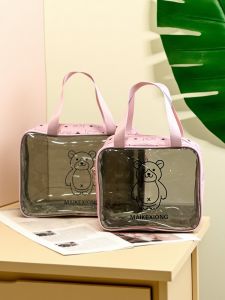 Fashionable Bear Transparent Jelly Waterproof Handbag Swimming Bathing Bag Toiletries Makeup Bag Women Storage Bath Tote