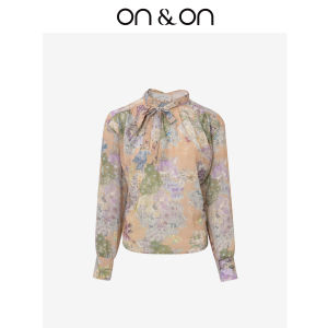ON&ON | Retro Elegant Round Neck Tied Printed Top