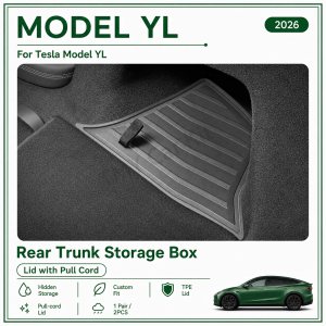 Tesla Model YL 2026 Trunk Side Storage Box 1 Pair TPE/Flocked Lid 6-Seater