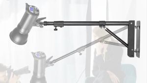 Wall Mounting Triangle Boom Arm Light Stand for Photography Strobe Light Monolight Softbox Reflector Ring Light Aluminum Alloy 5kg Load Capacity 180° Rotatable