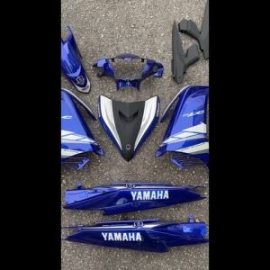 COVER SET YAMAHA ORIGINAL 50TH ANNIVERSARY LC135 V2 V3 4S 5S BIRU HITAM  FREE EMBLEM 100% HLY SIAP TAMPAL
