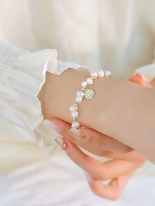 18k gold pawnable saudi gold original baroque fresh water pearls authentic south sea pearl white pearl figure bracelet for women gift