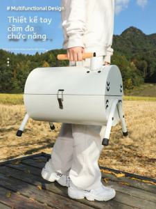 Portable Outdoor BBQ Grill round Cylinder Double-Sided Charcoal Grilling Skewers Indoor Home Popular Wood Burning Stove