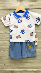 Terno for Kids Boy Cute Polo collared bear design 1-5yrs old E102