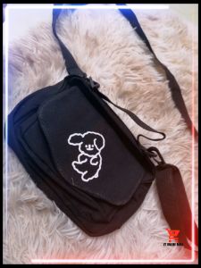 VTOM Cute Little Puppy Korean Black Canvas Shoulder Bag Girls Women