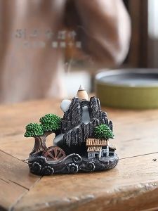 Incense Burner Incense Stick Holder Incense Cones Resin Smoke Waterfall Incense Burner Agarwood Backflow Incense Cones Holder Rack Home Decor 香炉 倒流香炉 熏香炉