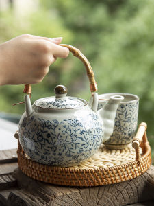 Retro Glazed Undercolor Tea Cup Gongfu Tea Set Afternoon Tea Home Use Restaurant Display Cup Tea Pot Japanese Style Ceramic