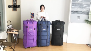 OutingSG-Foldable Travel Bag with Removable Wheels Large Capacity Storage Bag Duffel Bag Waterproof Air Consignment Bag