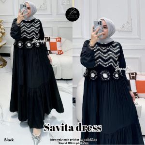 Savita Dress Plisket Mix Rajut Import Mewah
