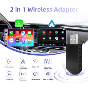 Smart Dongle Plug and Play 2in1 Wired to Wireless CarPlay Android Auto Adapter for OEM Car Stereo