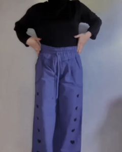 Kulot Rawis Love Wanita Jeans Pinggang Karet/Celana Kulot Jeans Love Rawis