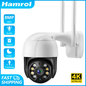 (Local Stock) Hamrol 8MP 4K PTZ Wifi IP Camera Auto tracking Outdoor 4X Digital Zoom AI Human Detect Wireless Camera H.265 P2P Audio 2MP Security CCTV Camera