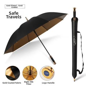 Custom Long Handle Automatic Umbrella with Gold Coating