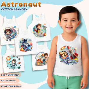 Astronaut White Sando for Kids Boys 0-10 yrs old Cute Cotton Spandex Tank Top Sleeveless Shirt