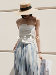 QCEO Fashionable Asymmetric Outerwear Crop Top Womens Slim Fit Elasticity Spring Summer Trendy Design Sense High Level