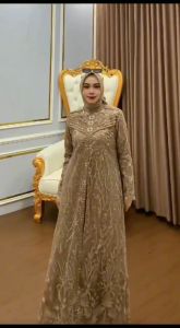 BEST SELLER Zalia Dress Ceruty mix Brukat Premium Gamis Wanita Terbaru Gamis Kondangan Dress Pesta