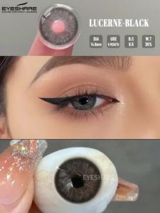 Kính Áp Tròng Màu Đen LUCERNE EYESHARE 1 Cặp Chất Liệu HEMA Mềm Dùng Được 1 Năm Màu Nâu Xanh Trang Điểm Mắt Kính Áp Tròng Màu.