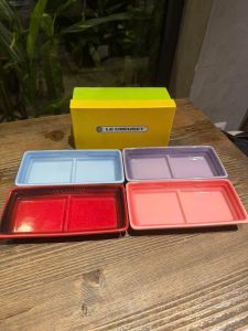 HỘP 4 Đĩa sứ Le creuset 2 ngăn 18cmx9cm chữ nhật dùng decor trang trí bàn ăn món ăn đĩa salad đĩa sushi