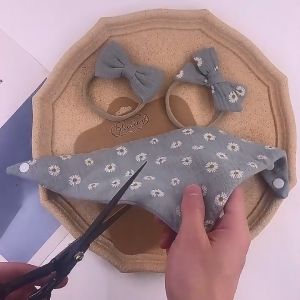 1 Set Baby Headband Bibs Cotton Triangle Bibs Waterproof Sandwich Reversible Bibs High Stretch Bow Hair Bands