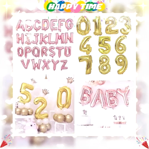 16-Inch Rose Gold Letters & Gold Number Balloons – Wedding & Party Room Decoration