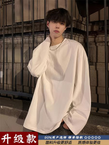 เสื้อยืดคอกลมแขนยาวผ้าฝ้ายเนื้อนุ่มสไตล์อเมริกันสำหรับผู้ชาย ทรงหลวม ทรงพอดีตัว ใส่ได้ทุกวัน ฤดูใบไม้ผลิ ฤดูร้อน ฤดูใบไม้ร่วง