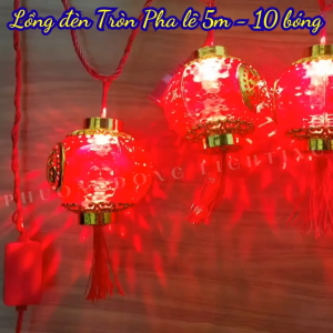 Dây đèn led Lồng đèn pha lê tròn 5m - 10 bóng CÓ NỐI Trang trí Lễ Tết