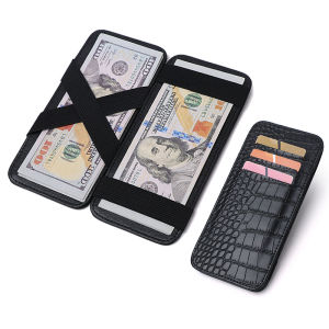 New Fashion Slim Mens Leather Magic Wallet Designer Credit Card Holder Women Small Cash Clip Bilfold Man Clamps for Money