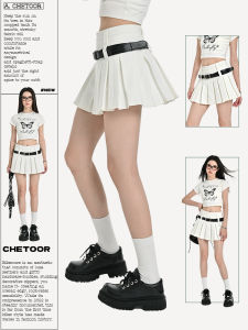 Váy Ngắn Xếp Ly Lưng Cao Màu Trắng Cho Nữ Mùa Hè Phong Cách Mới Váy Chữ a Thon Gọn Váy Ngắn Cho Bé Gái Váy Ngắn Xếp Ly Phong Cách Cổ Điển