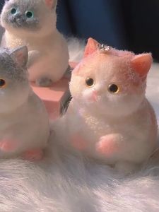 Mini Simulation Cat Squeezing Toy Hand-Painted Kitten Cute Plush Silicone Pinch Stress Relieving Toy