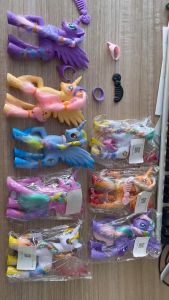 ตุ๊กตารูปการ์ตูน My Little Ponys สำหรับเด็กของเล่นเด็กสีรุ้ง ฟิกเกอร์การ์ตูนยูนิคอร์นเจ้าหญิงรูปม้าของเล่น Pvc สูง 14 ซม. ดวงตาขนาดใหญ่