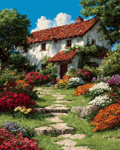 Oil Painting By Numbers Fantasy House Landscape Number Drawing Canvas DIY Pictures By Numbers Home Decor