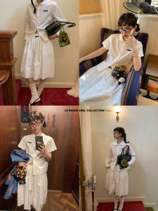 เสื้อเชิ้ตแขนสั้นผ้าฝ้ายสีขาว ชุดเสื้อเชิ้ตคอปกบล็อกสีดำ ลายลูกไม้ แขนสั้น ทรงปกติ สำหรับผู้หญิง ฤดูใบไม้ผลิ 2025